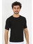 Erkek Sıfır Yaka Likralı Siyah T-Shirt 5
