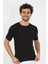 Erkek Sıfır Yaka Likralı Siyah T-Shirt 6
