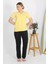 Kadın Kısa Kol Pamuk Penye Pijama Takım Sarı 6