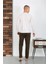 Erkek Penye Uzun Kol Pijama Takımı Ekru 6