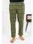 Erkek Ekoseli Desen Penye Tek Alt Pijama Haki 5
