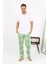 Erkek Ekoseli Desen Penye Tek Alt Pijama Yeşil 1