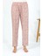 Kadın Penye Çiçek Desenli Tek Alt Pijama Pudra 3