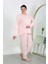 Kadın Büyük Beden Uzun Kol Penye Pijama Takımı Pembe 2