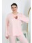 Kadın Büyük Beden Uzun Kol Penye Pijama Takımı Pembe 7