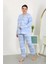 Kadın Büyük Beden Uzun Kol Penye Pijama Takımı Mavi 3