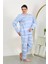 Kadın Büyük Beden Uzun Kol Penye Pijama Takımı Mavi 5