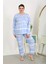 Kadın Büyük Beden Uzun Kol Penye Pijama Takımı Mavi 6