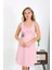 Kadın Kalın Askılı Penye Gecelik Pembe 7