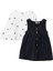 Kız Bebek Monochrome Elbise Tshirt Düğmeli Denim Atlet Kol 3