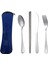 Parça Yemek Takımı Taşınabilir Paslanmaz Çelik Kaşık Çatal Biftek Bıçağı Seti Seyahat Çatal Bıçak Takımı Sofra Takımı Çantalı Koyu Mavi (Yurt Dışından) 1