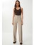 Dikişli Straight Poliviskon Pantolon LGP0023 Bej 2