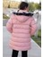 Somon Içi Kürklü Çıtçıtlı Kapüşonlu Kız Çocuk Şişme Mont 21320 5