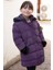 Mor Kolu Kürk Detaylı Içi Yünlü Kız Çocuk Kapüşonlu Şişme Mont 21327 5