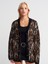 60984 Desenli Şardonlu Düğmeli Triko Hırka-Siyah 1