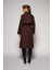 Kadın Koyu Bordo Pileli Oversize Trençkot 3