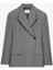 Kadın Gri Asimetrik Kruvaze Blazer 5