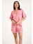 Dream Pembe Viskon Kısa Kollu Şortlu Önden Düğmeli Pijama Takım 8
