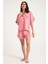 Dream Pembe Viskon Kısa Kollu Şortlu Önden Düğmeli Pijama Takım 9