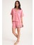 Dream Pembe Viskon Kısa Kollu Şortlu Önden Düğmeli Pijama Takım 10