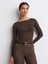 32122 Kayık Yaka Modal Kaşmir Ultra Hafif Bluz-Kahve 3