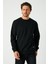 Siyah Relaxed Fit Bisiklet Yaka Sweatshirt Düz Paça Erkek Eşofman Takımı 5