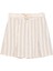 Kemer Detaylı Çizgili Şort Etek Naturel 2