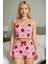 Arias Closet Pamuklu Pembe Üstüne Çilek Desen Fitilli Askılı Şortlu Pijama Takımı 1