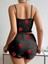 Arias Closet Pamuklu Siyah Üstüne Çilek Desen Fitilli Askılı Şortlu Pijama Takımı 3