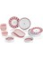 Lovely Birds Kahvaltı Takımı 14 Parça 6 Kişilik Pembe Beyaz Seramik Set 4