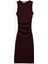 Drape Detaylı Kolsuz Dokulu Bisiklet Yaka Slim Fit Uzun Elbise 1