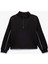 Şardonlu Uzun Kollu Dik Yaka Yarım Fermuarlı Sweatshirt 1