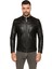 Albert Hakiki Deri Erkek Siyah Ceket-Mont 2
