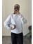 Kalp Broşlu Orj Sweatshirt- Beyaz 1