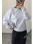 Kalp Broşlu Orj Sweatshirt- Beyaz 4