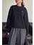 Kalp Broşlu Orj Sweatshirt- Siyah 2