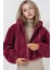 Kadın BDART Sahte Kürk Leopar Desenli Kapşonlu Crop Hoodie Purple 5