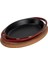 Döküm Oval Sahan Döküm Demir Yekpare Çift Kulplu Kayın Servis Ahşabı Ölçü 21 x 14 cm -Bordo 2