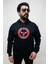 Siyah Kapşonlu Ön Baskılı Erkek Sweatshirt Oversize 1