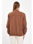 Kadın Fermuarlı Basic Cepli Kahve Bol Kot Ceket 3