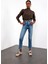 Mavi Yüksek Bel Slim Fit Likralı Jean 4