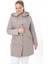 Kadın Uzun Suya Dayanıklı Memory Kumaş Kapüşonlu Mont Büyük Beden Mont 6