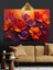 Kırmızı Mor Çiçekler Dekoratif Kanvas - Mdf Ahşap Tablo 2