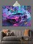 Renkli Neon Spor Araba Dekoratif Kanvas - Mdf Ahşap Tablo 4