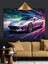 Renkli Işıkta Spor Araba Dekoratif Kanvas - Mdf Ahşap Tablo 2