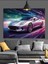 Renkli Işıkta Spor Araba Dekoratif Kanvas - Mdf Ahşap Tablo 3