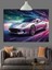 Renkli Işıkta Spor Araba Dekoratif Kanvas - Mdf Ahşap Tablo 4