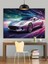 Renkli Işıkta Spor Araba Dekoratif Kanvas - Mdf Ahşap Tablo 5