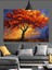 Sonbahar Kırmızı Ağaç Dekoratif Kanvas - Mdf Ahşap Tablo 1