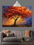 Sonbahar Kırmızı Ağaç Dekoratif Kanvas - Mdf Ahşap Tablo 2